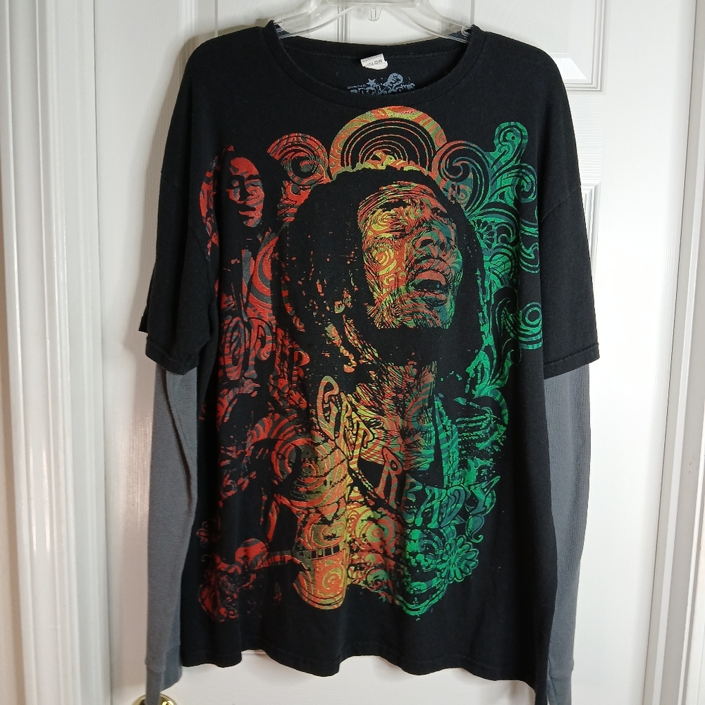 Vintage Rock Icons Bob Marley Black Graphic Men's Shirt Sz XL